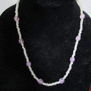 ladies 20" purple clear bead beads beaded necklace